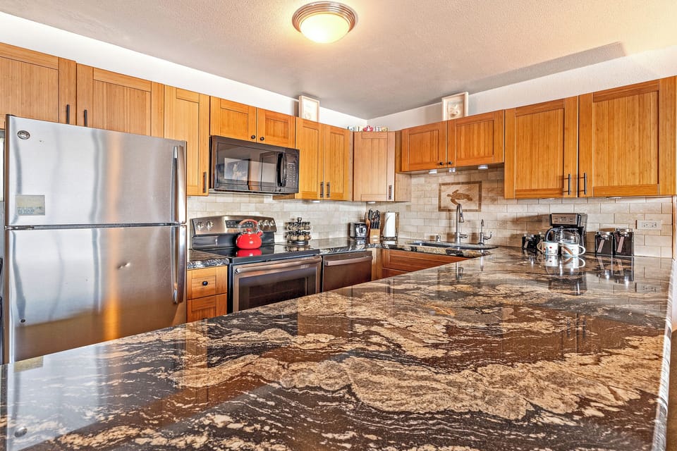 Newly remodeled granite kitchen counter