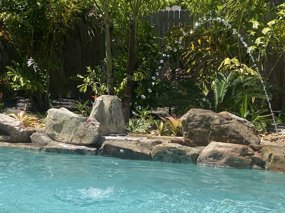 Fountains in pool.
