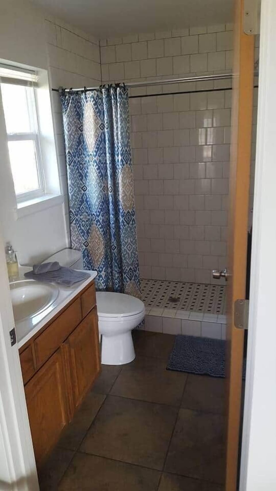 Bathroom with walk-in shower. 