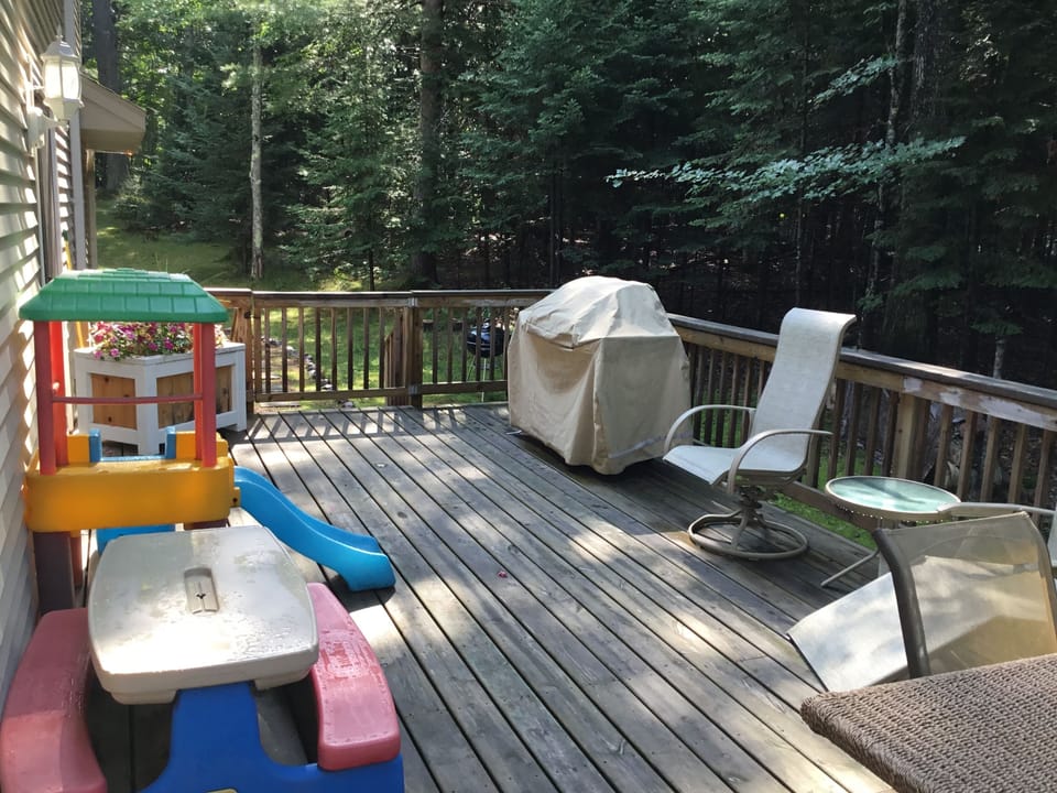 Outdoor deck off main floor patio doors