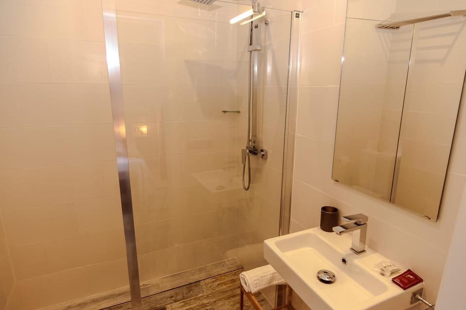 Shower, free toiletries, hair dryer (on request), towels