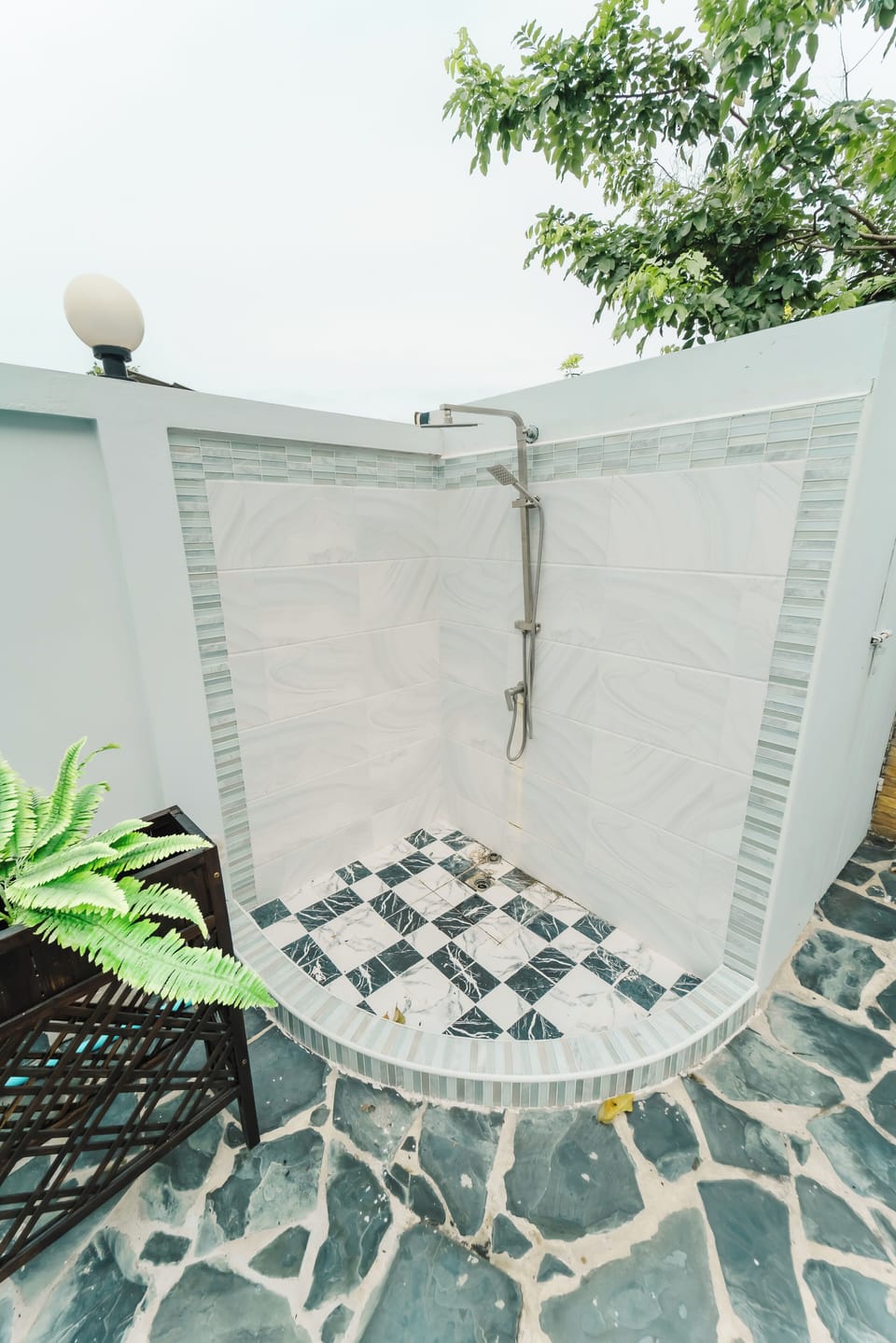 Outdoor pool, a waterfall pool