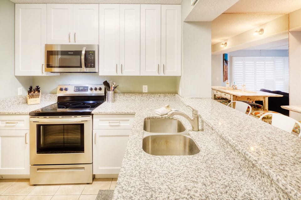 Kitchen - Don’t feel like dining out? The kitchen is fully equipped to enjoy all your favorite meals at home.