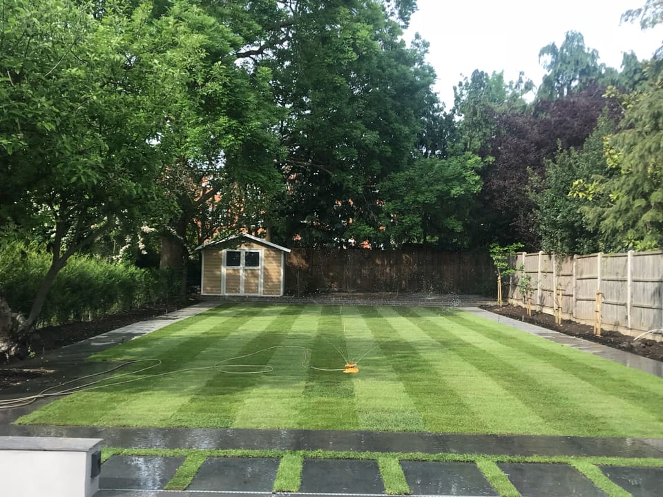 The garden view from lounge/bedroom 2