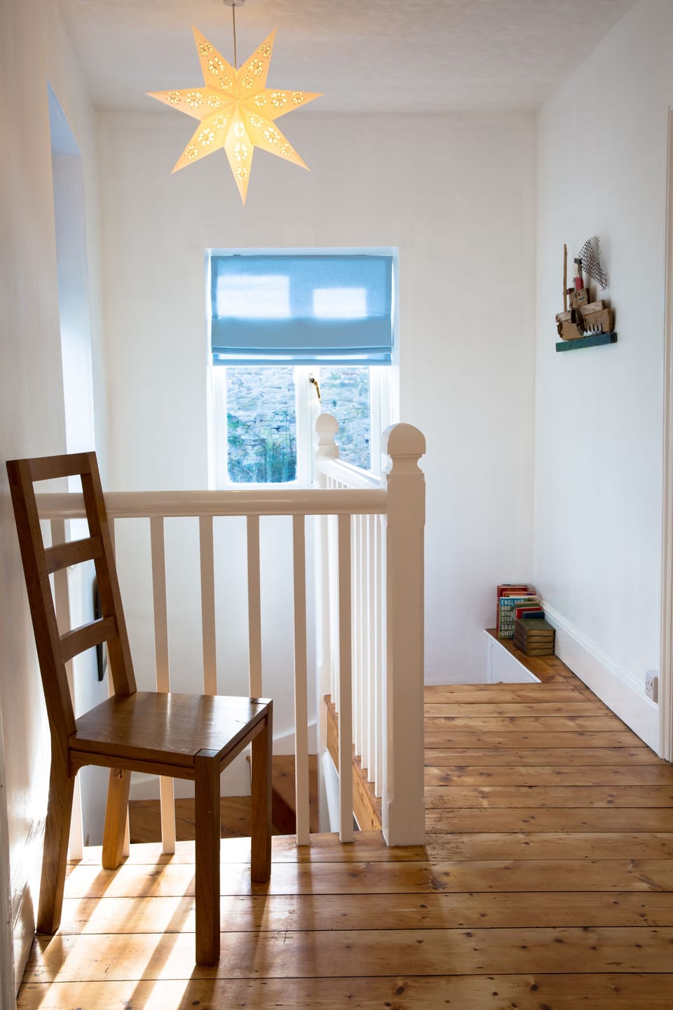 Morning sun streaming into the landing