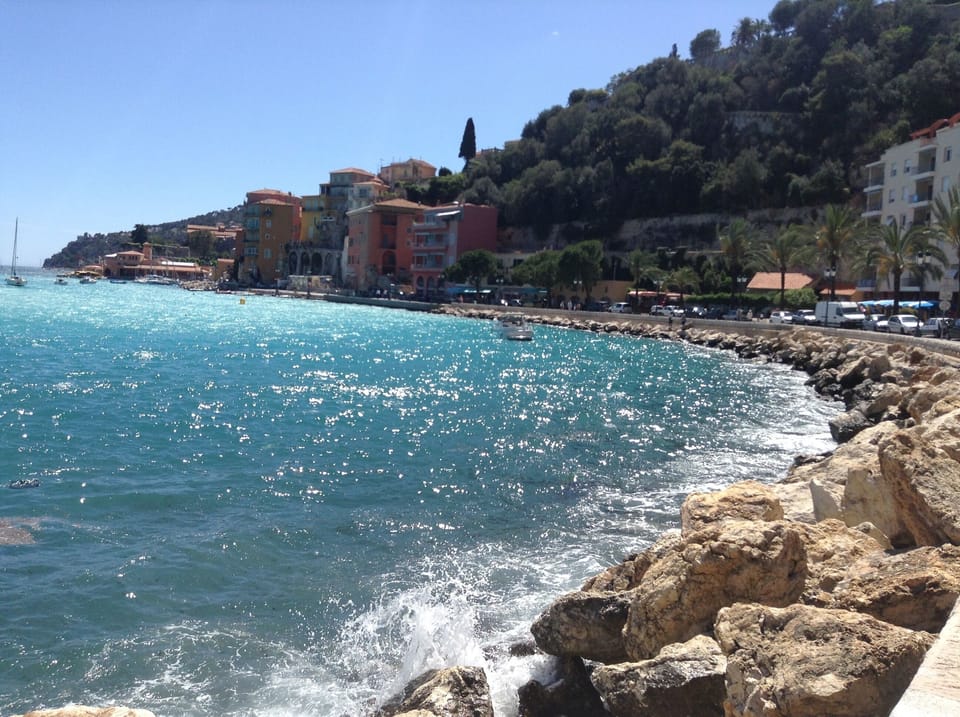 Walking round along the seafront from the beach to the Old Town of Villefranche