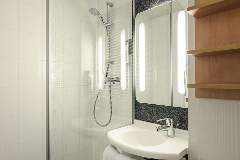 Eco-friendly toiletries, hair dryer, towels