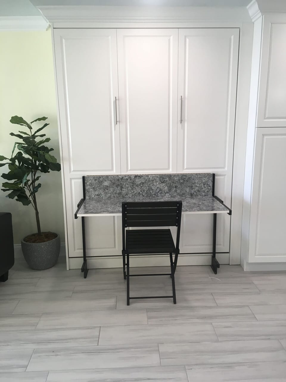Queen Murphy Bed with desk. Max desk weight 20lbs.  Remove items before using 