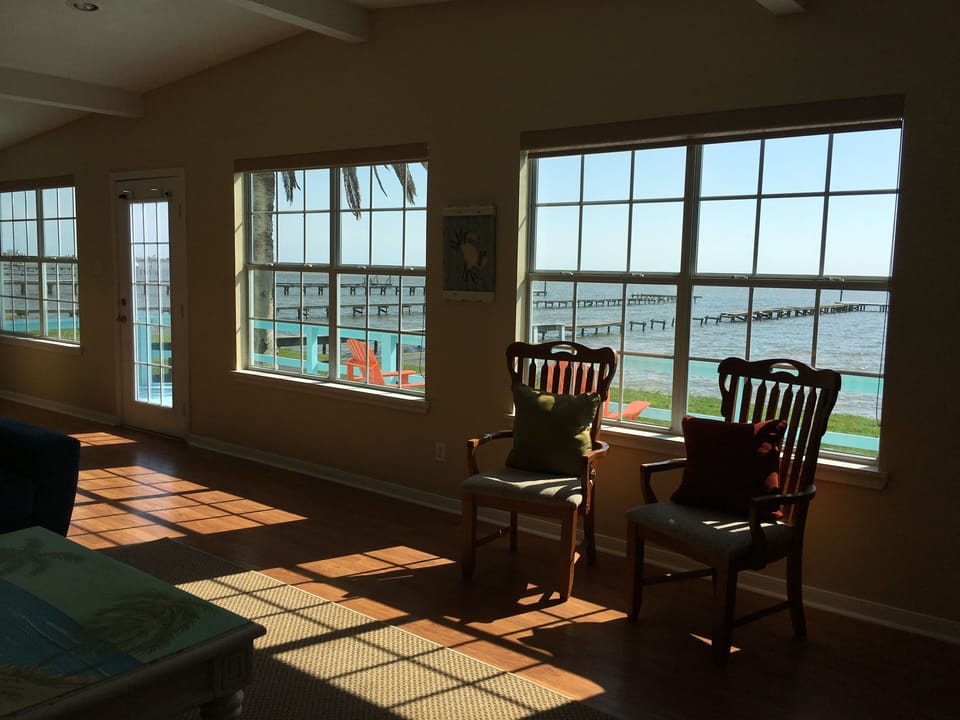 Relaxing view of San Antonio Bay from the Living Room