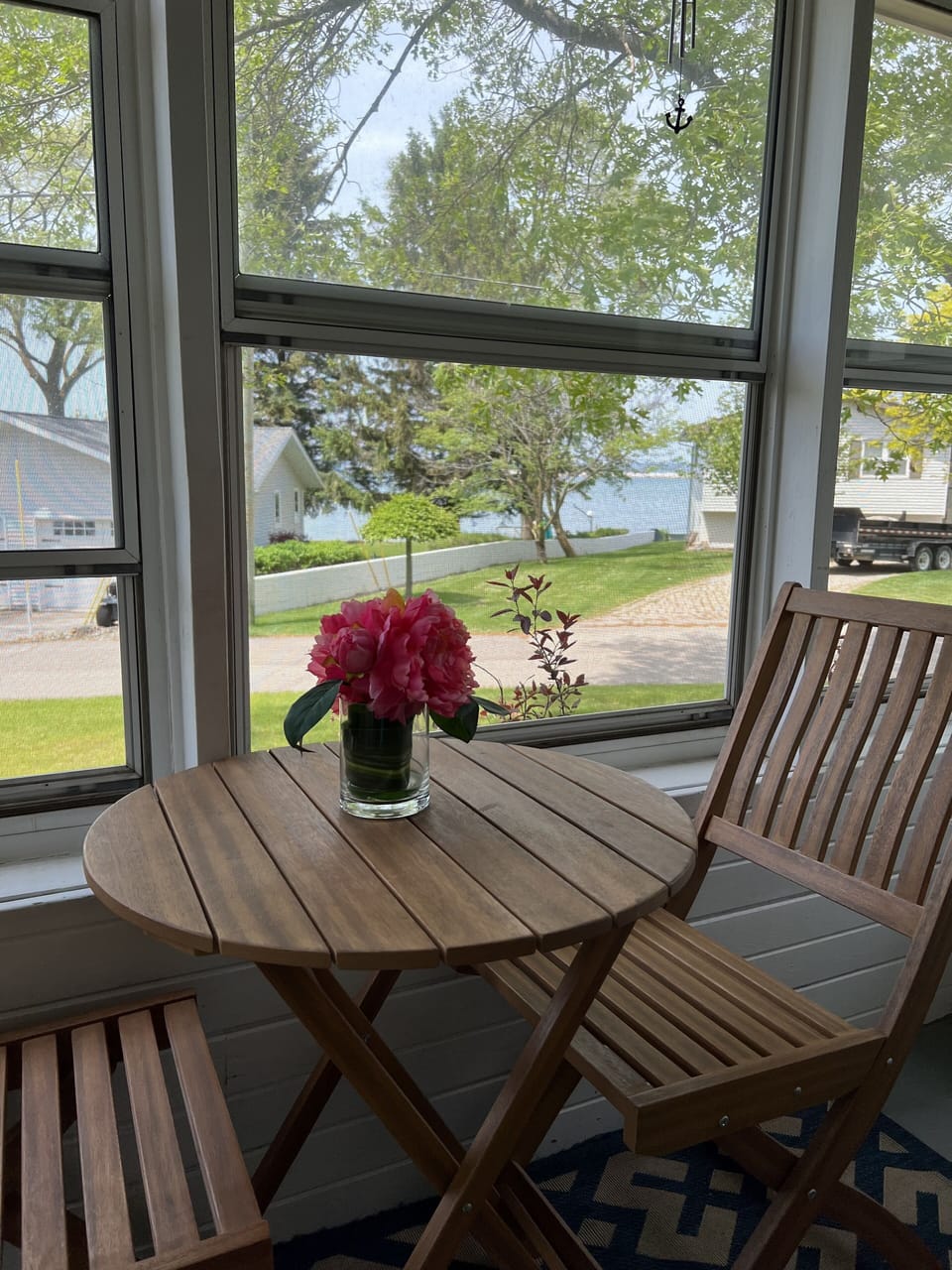 View of water across the street from porch 