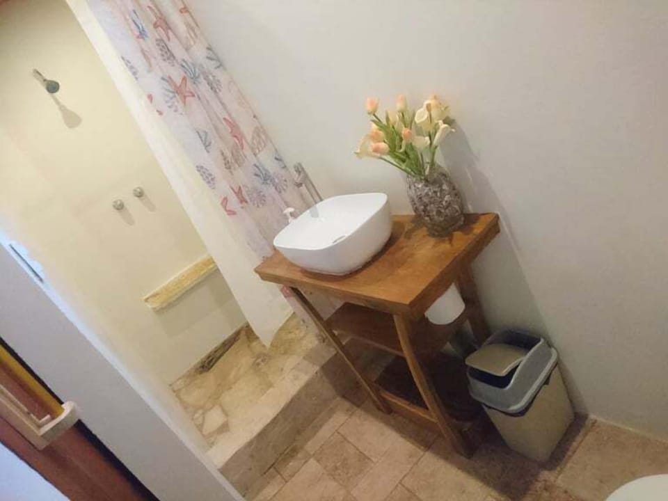 Shower, free toiletries, towels