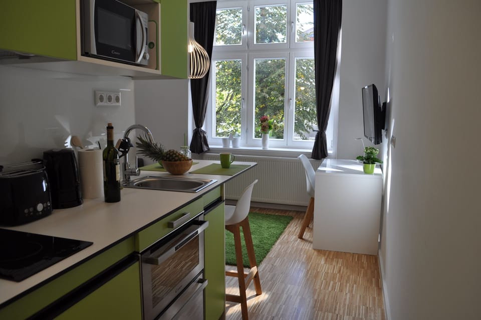 Deluxe Studio | Private kitchenette | Fridge, microwave, oven, stovetop