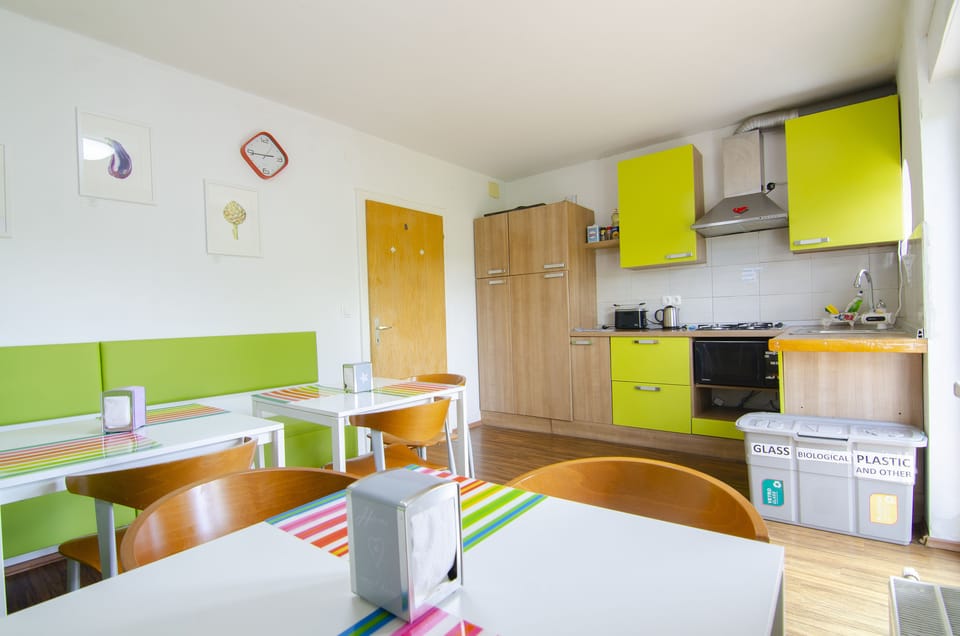 Fridge, microwave, stovetop, toaster