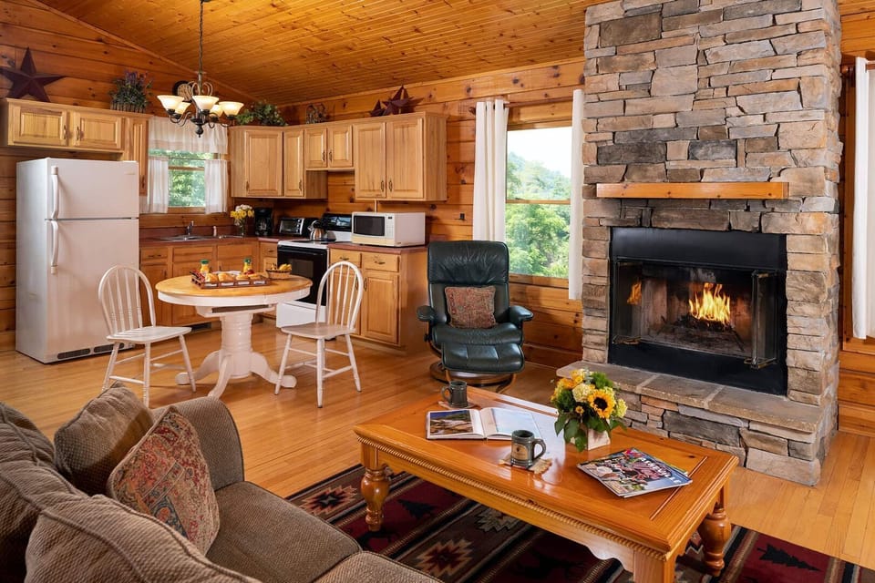 Cabin, Private Bathroom (Cherokee Cabin- No Breakfast, No Pets) | Living area | Flat-screen TV
