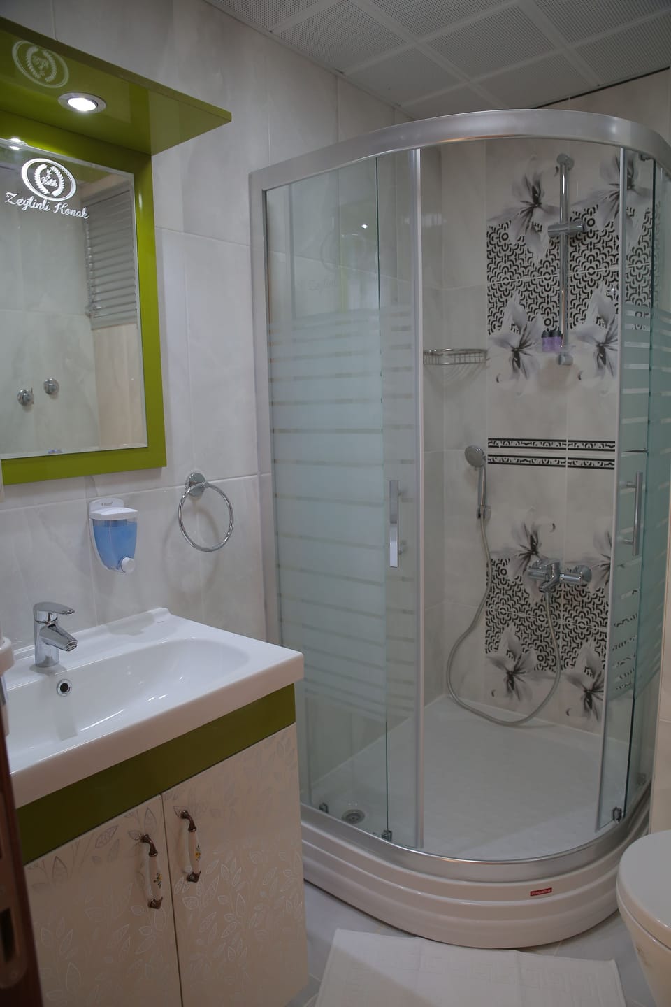 Shower, free toiletries, hair dryer, slippers