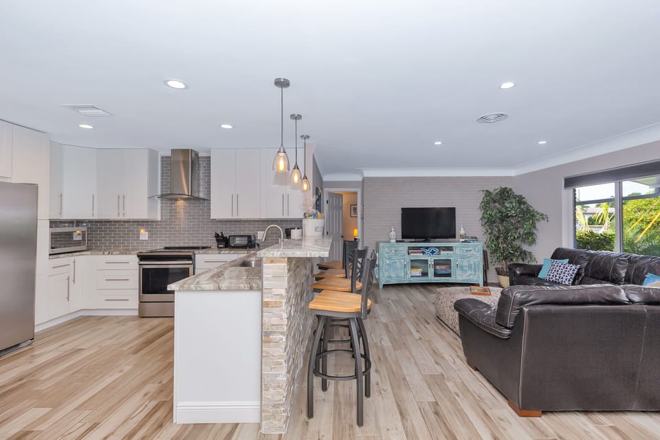 Family Room, Kitchen and Bar for Dining or Entertaining