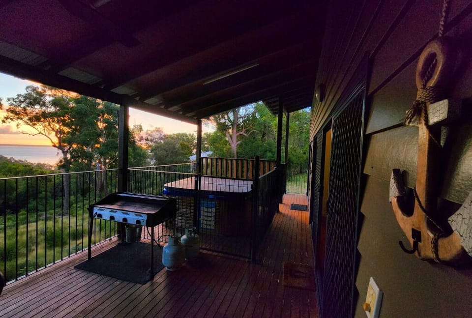 Sunset view from deck and spa