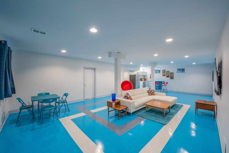 Mod Rec Room with Wet Bar
