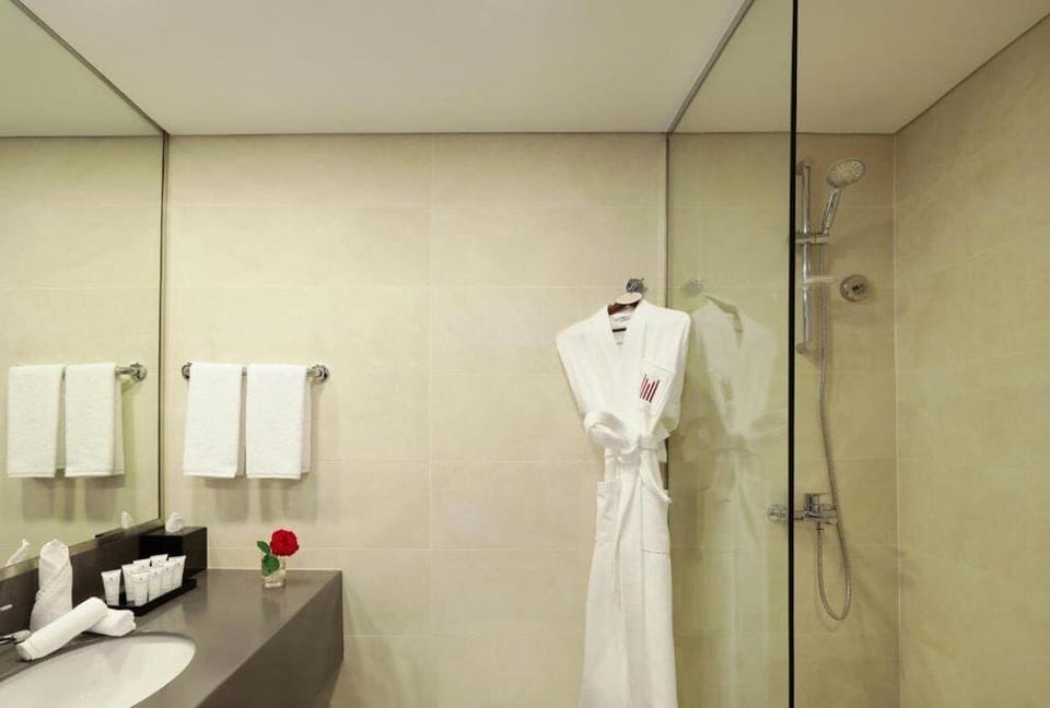 Free toiletries, hair dryer, slippers, towels