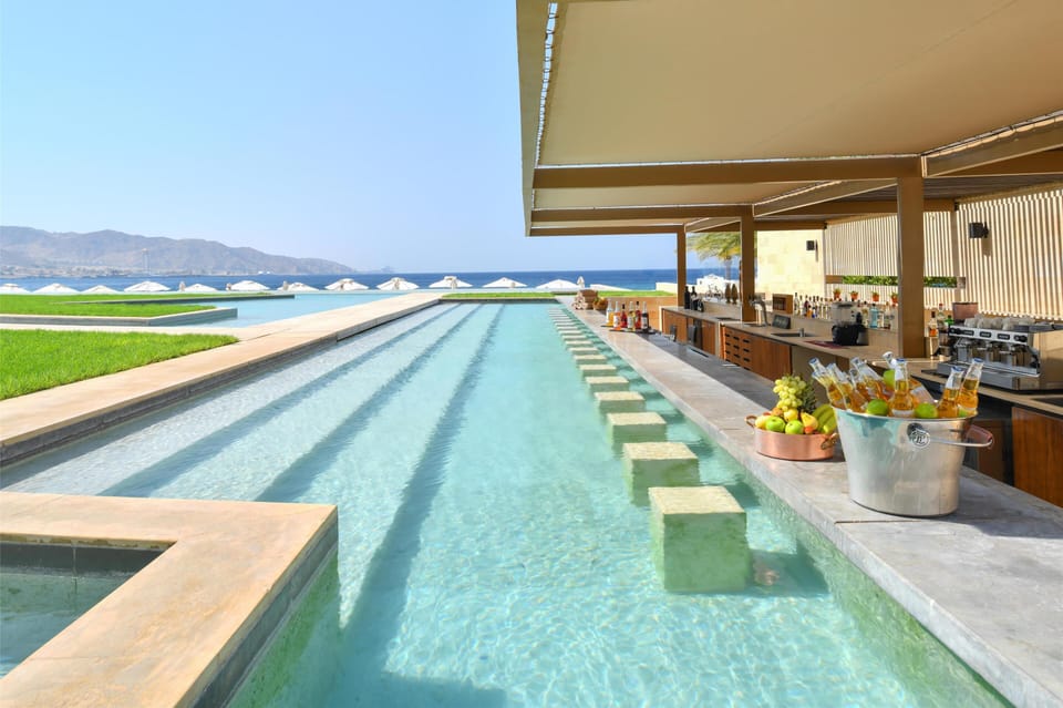 Outdoor pool, pool umbrellas