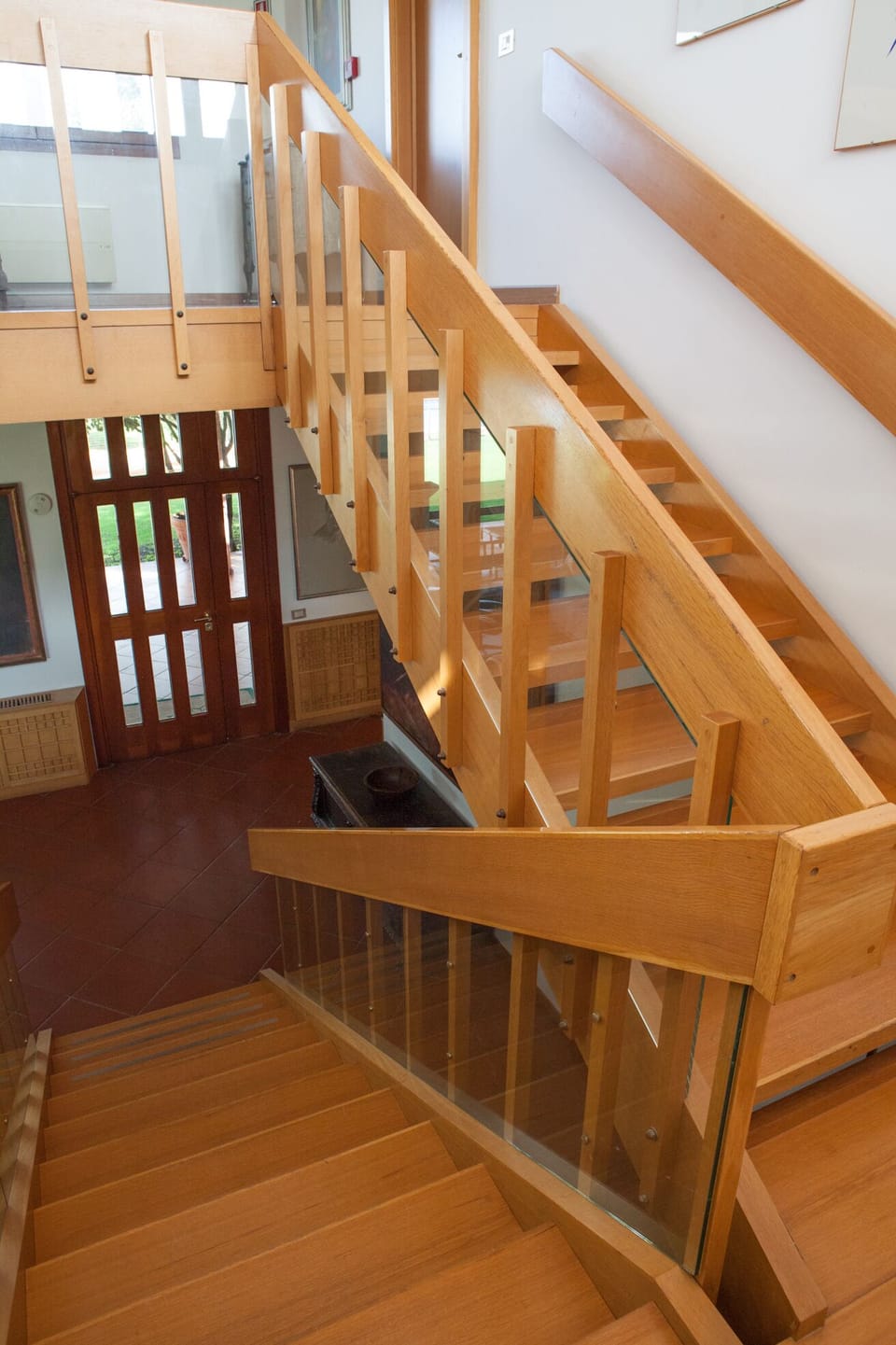 Wooden staircase.