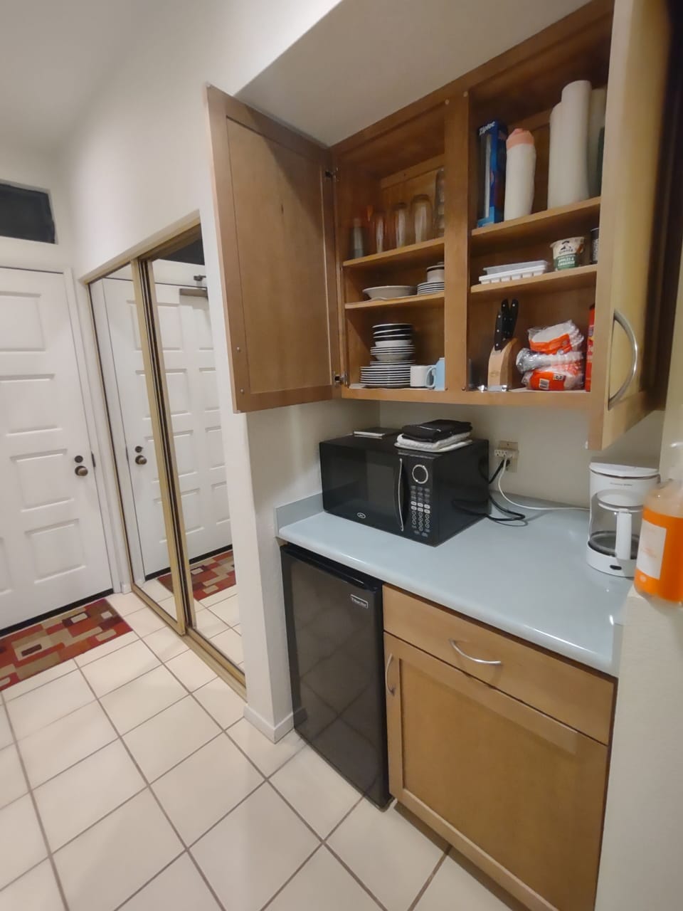 Entryway and kitchenette