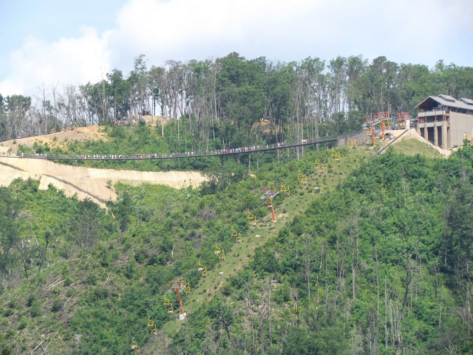 View from the condo balcony of the hanging bridge