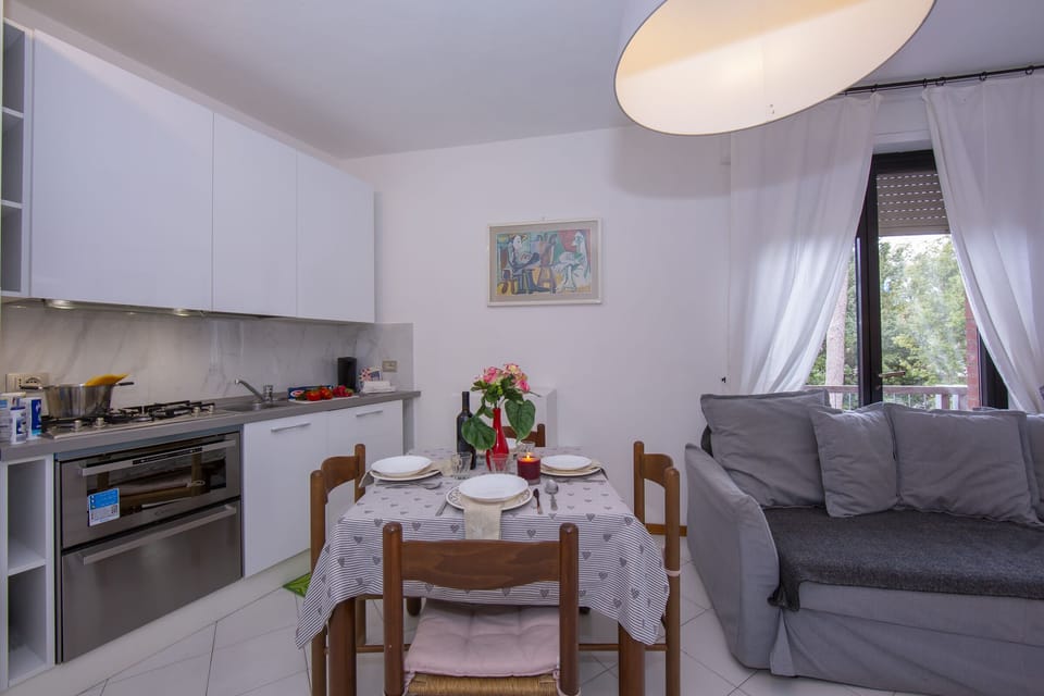 View of the open kitchen-dining room