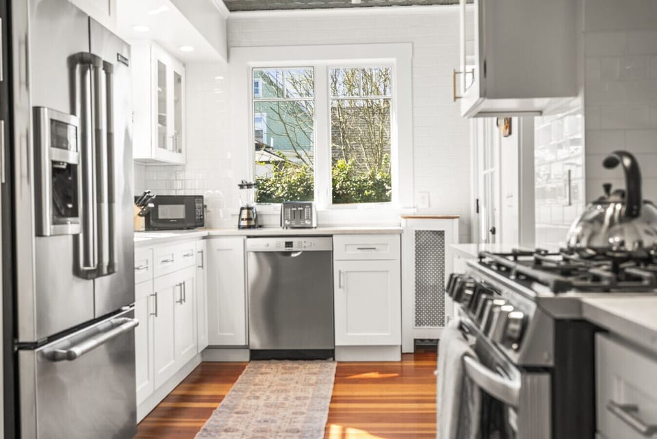 Fully stocked, modern kitchen