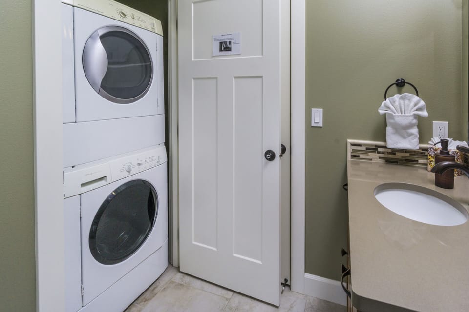 High Efficiency Washer and Dryer off Bathroom 