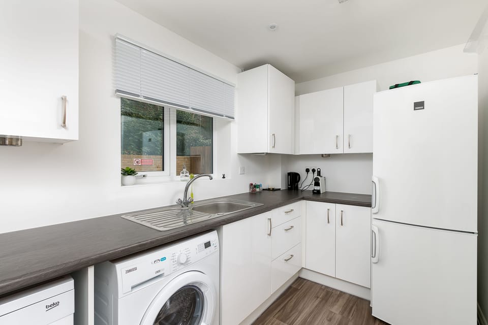 Standard Apartment | Private kitchen | Full-size fridge, microwave, oven, stovetop