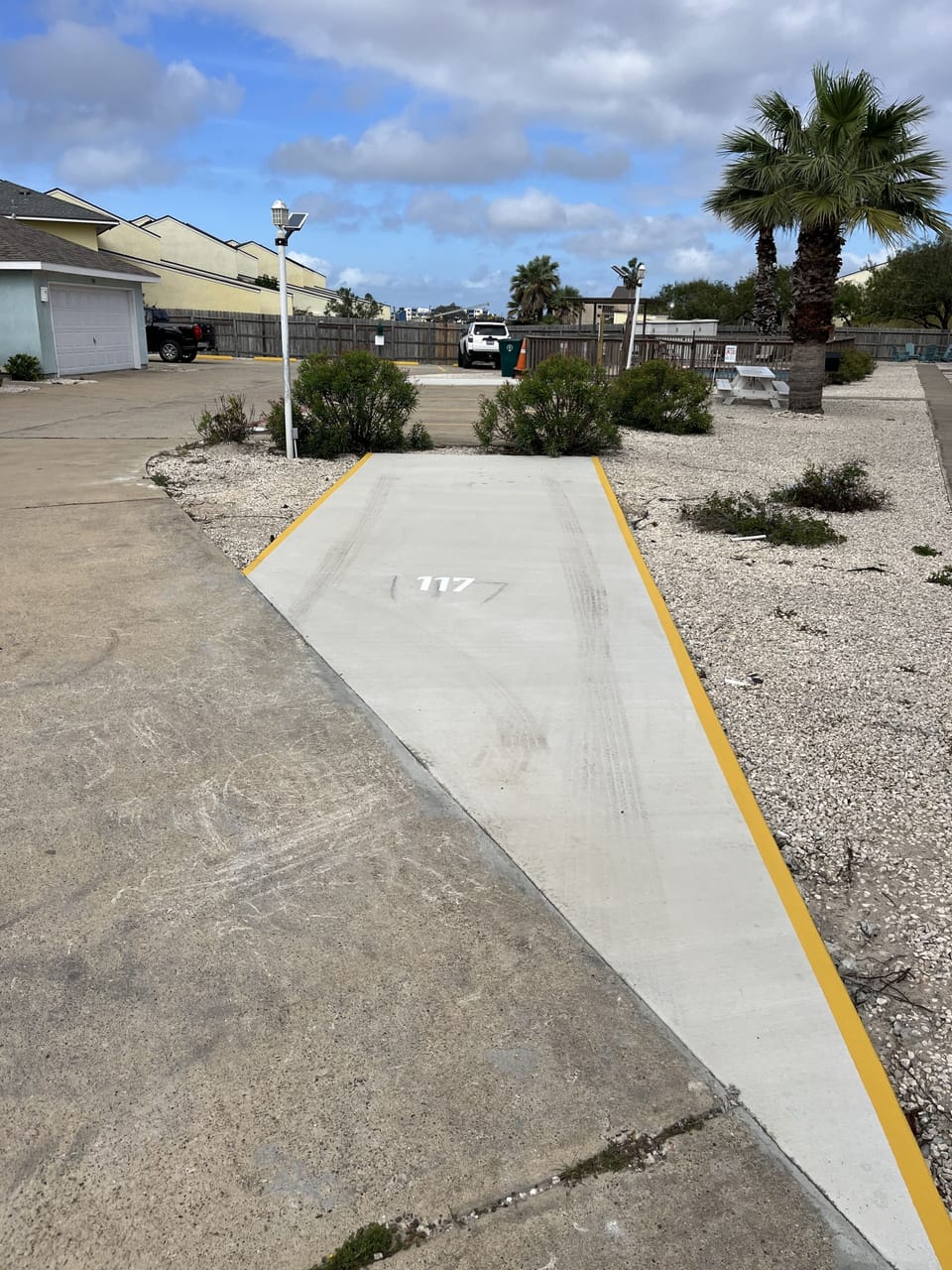Permitted parking by front door 