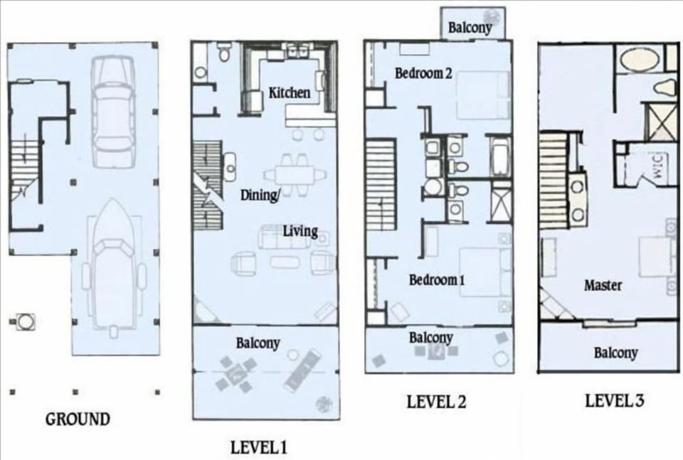 Floor plan of Unit.  3 bedroom and 3.5 baths.  