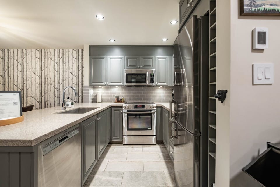 Full kitchen: Stainless steel appliances