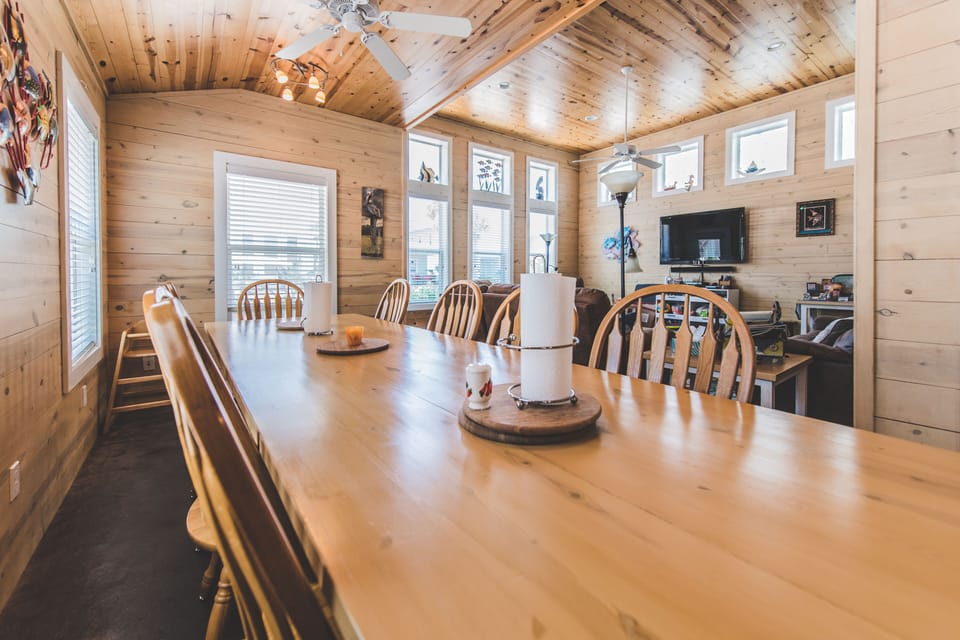 Our beautiful dining table, with a highchair for the little one!