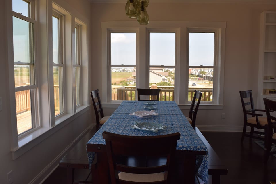 Dining room table extends to seat 14