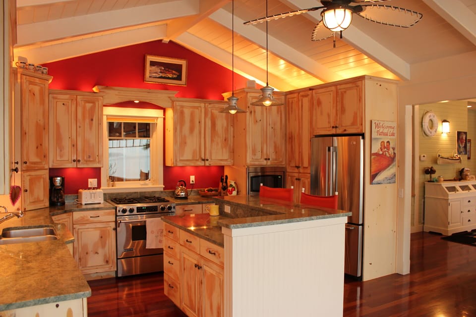 Our roomy kitchen is a well-appointed, and it is a delight to cook in