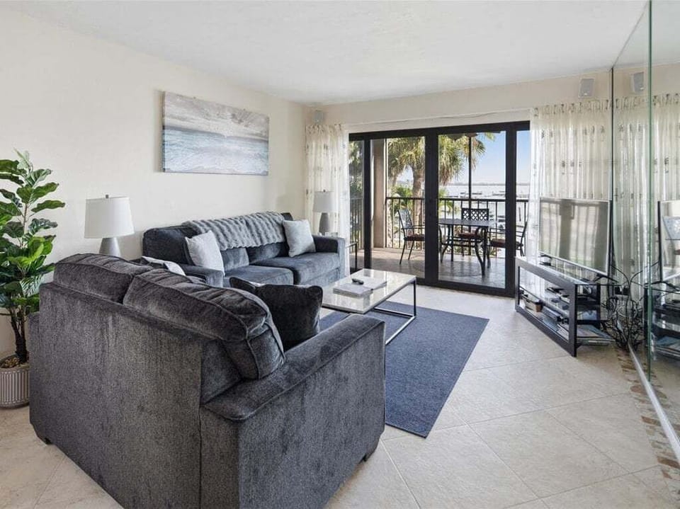 living room with waterview