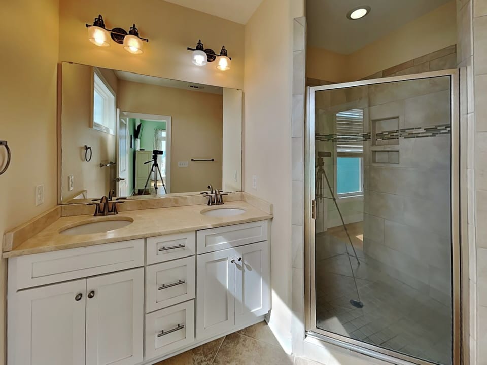 Second Ensuite Bathroom - Double Vanity + Standing Shower