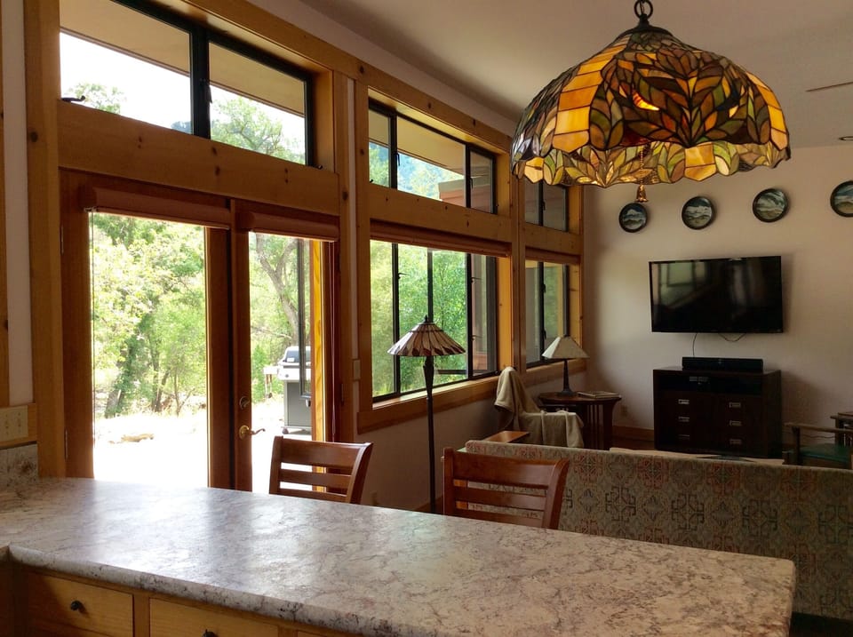 Multiple seating areas will comfortably accommodate up to six guests.