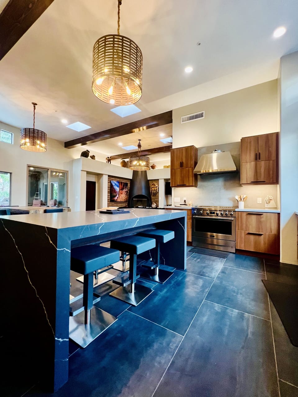 Newley renovated Large kitchen, with high end appliances & plenty of seating.
