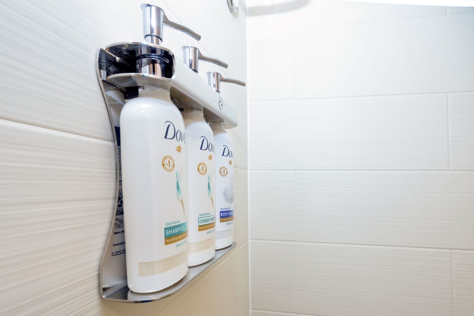 Free toiletries, hair dryer, towels, soap