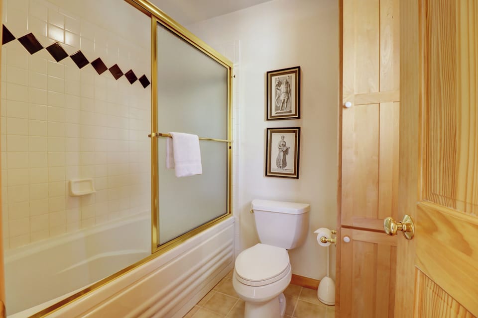Master bathroom attached toilet and shower room.