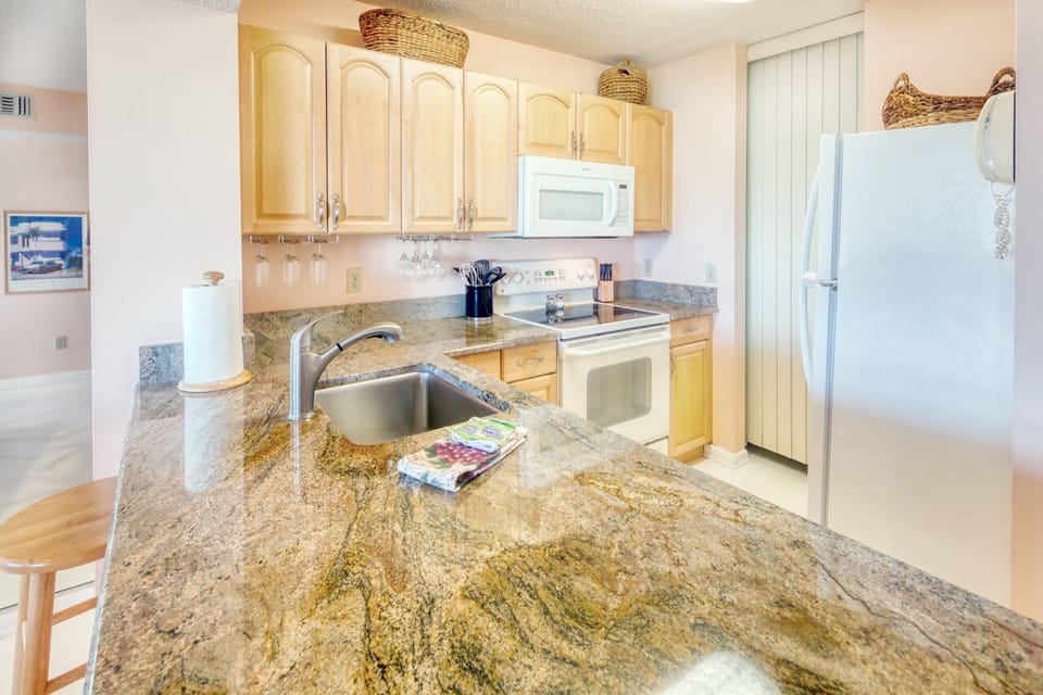 Kitchen - Don’t feel like dining out? The kitchen is fully equipped to enjoy all your favorite meals from home.