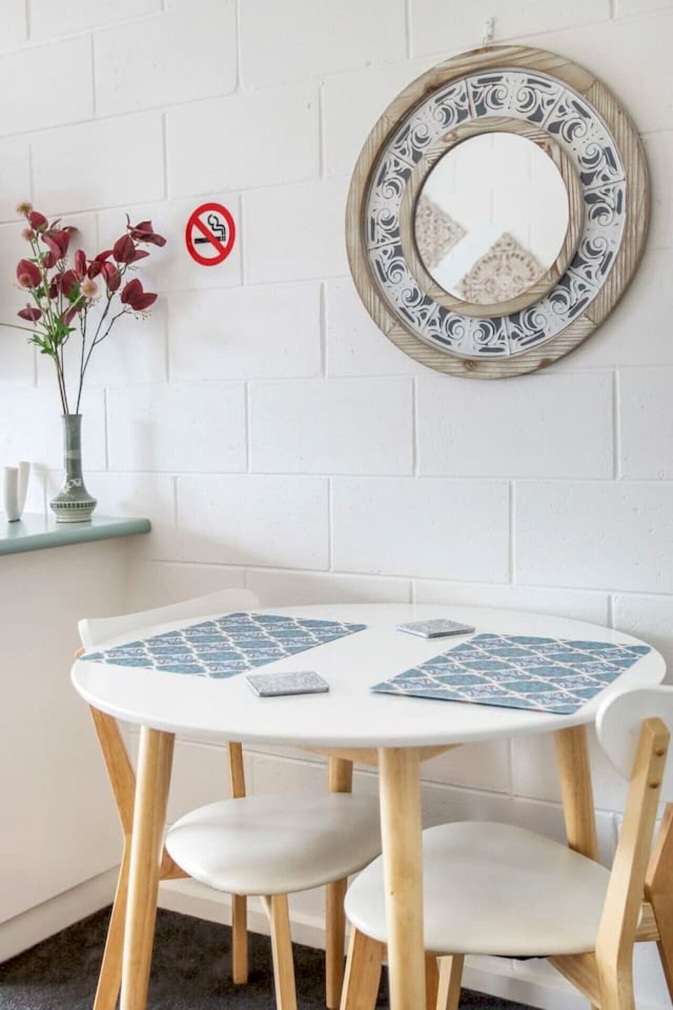 Cozy dining space ideal for meals, coffee or working remotely.