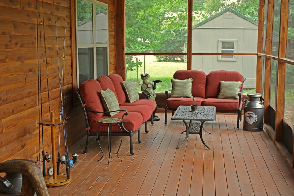 Relaxing on our backporch.
