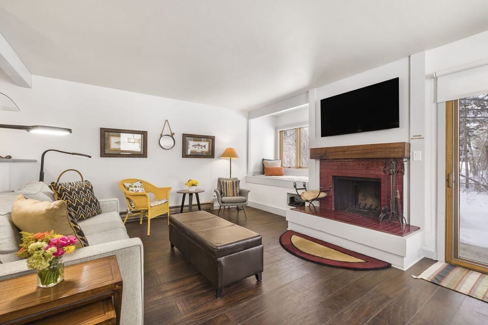 Living Room with Wood Fireplace
