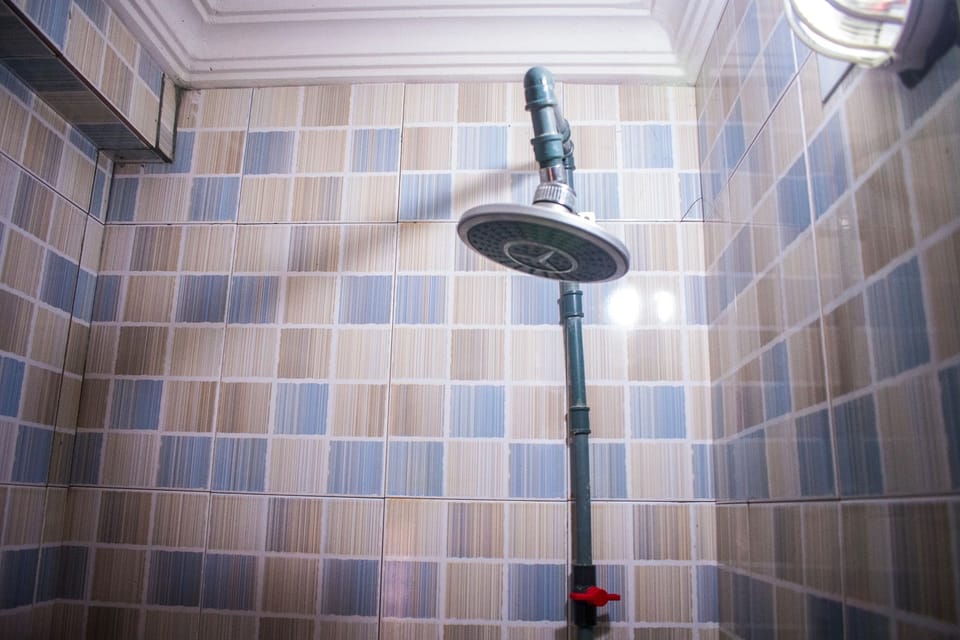 Shower, slippers, towels