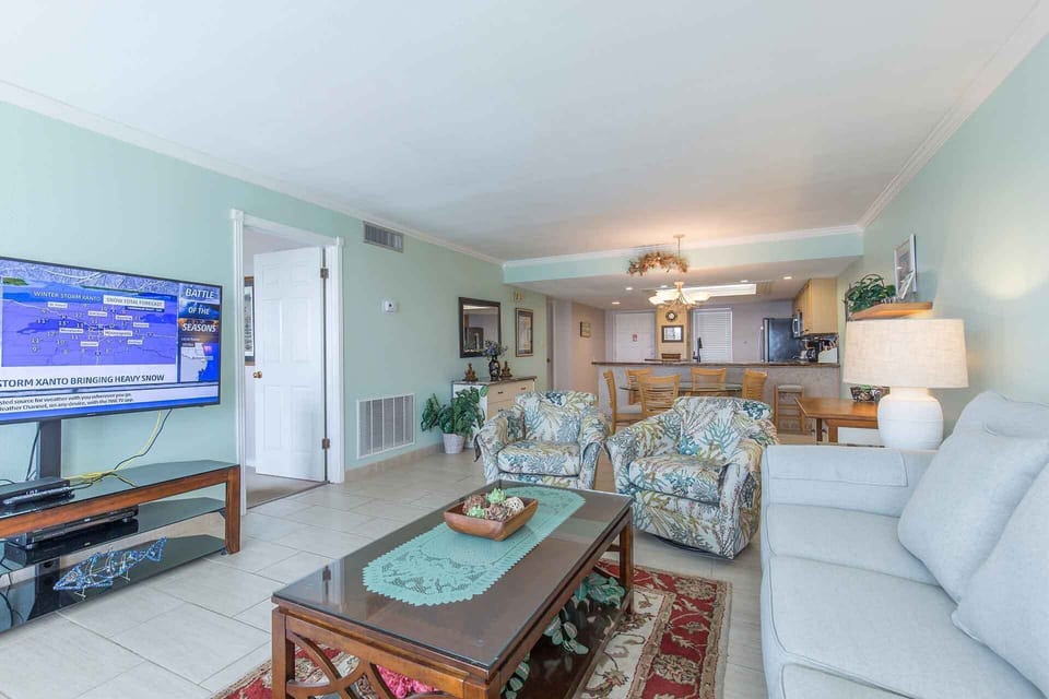 Enjoy a movie night in the the living area.