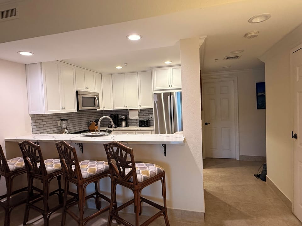 Stools at kitchen counter